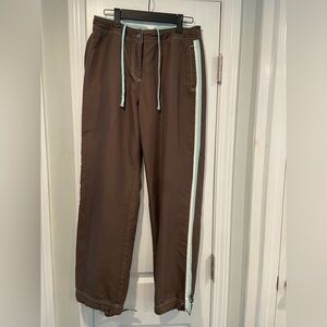 Green Tea Size M Brown Aqua Stripe Pull On Elastic Waist Lightweight Track Pants